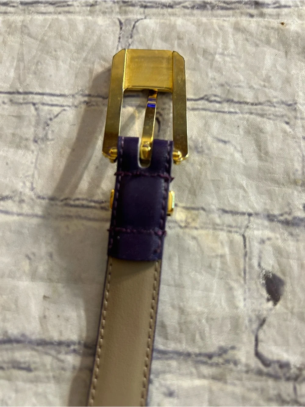 WOODWARD PURPLE LEATHER THIN BELT & ALFRED SUNG TAUPE/OLIVE  LEATHER BELT